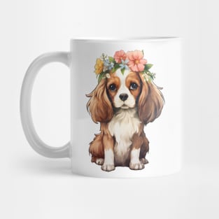 Watercolor Cavalier King Charles Spaniel Dog with Head Wreath Mug